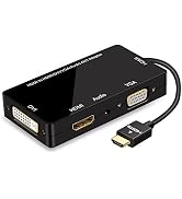 ConnBull 4-in-1 HDMI Adapter, Synchronous HDMI to VGA DVI HDMI Display Converter with Audio, 1080...