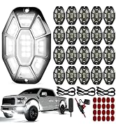 20 Pods 540 LED 9 Sides Pure White Rock Lights Kit with Switch Wiring Harness, 6500K 5050 SMD LED...