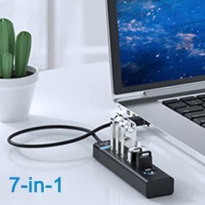 USB Hub 3.0, 7-Port USB Data Hub Splitter