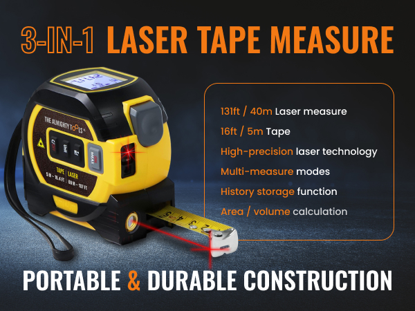 3-IN-1 LASER TAPE MEASURE