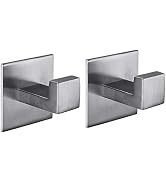 Flybath Coat Hook SUS 304 Stainless Steel Square Towel Robe Hooks Wall Mounted Self Adhesive (No ...