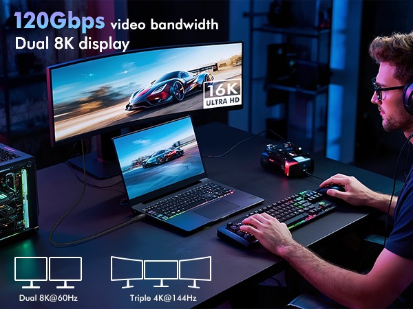 Thunderbolt 5 Cable 80Gbps Data Transfer 240W Charging 120Gbps Video Bandwidth 16K video for iPhone