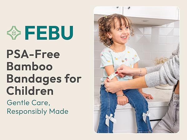 FEBU Bamboo Bandages for sensitive skin. Children patterns