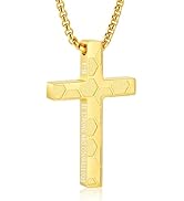 Gnamy Soccer Easter Basket Stuffers - Cross Necklace for Boys Men, Cross with Bible Verse Stainle...