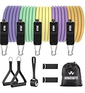 WHATAFIT Resistance Bands, Exercise Bands, Workout Bands with Handles, Door Anchor and Ankle Stra...