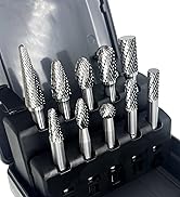 Carbide Burrs Set 10pcs, Double Cut Solid Carbide Rotary Burr Set 1/4" Shank for Die Grinder Dril...