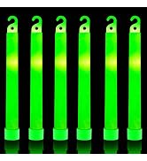 32 Ultra Bright 6 Inch Large Green Glow Sticks - Chem Lights Sticks with 12 Hour Duration - Campi...