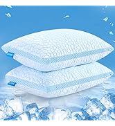 QUTOOL Double Sided Cooling Pillow for Hot Sleepers, Shredded Memory Foam Pillows Queen Size Set ...