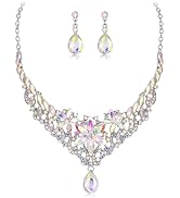 BriLove Wedding Jewelry Set for Women Bride, Gorgeous Stunning Crystal Marquise Teardrop Cluster ...