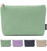 MAGEFY Small Makeup Bag for Purse Corduroy Makeup Bag with Inner Zipper Pockets Travel Cosmetic B...