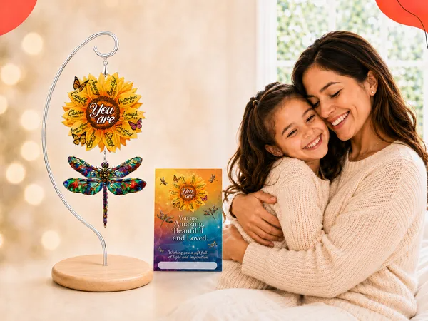 Sunflower Dragonfly Desk Decor