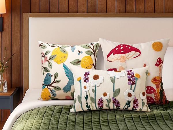 Embroidered Throw Pillow Covers