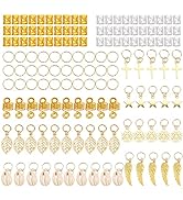 140 PCS Dreadlocks Hair Jewelry for Braiding Aluminum Hair Cuffs Rings Shell Accessories Pendants...