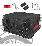 Bike Basket Rear, Folding Bicycle Basket with Removable Waterproof Liner Bag, Rear Bike Cargo Rac...
