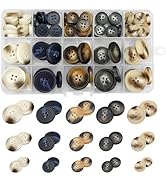 Assorted Buttons for Sewing Crafts,135Pcs 4-Hole Round Blazer Buttons, 5 Color 3 Size (15mm, 20mm...
