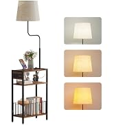 HavenlyYouth Floor Lamp with Table & Storage Baskets, End Table with 3 Color Temperatures LED Bul...