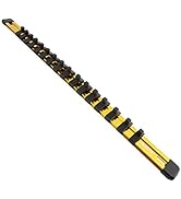 ABN Yellow Aluminum SAE Standard 1/4in Drive Socket Holder – Tool and Socket Organizer Rail with ...