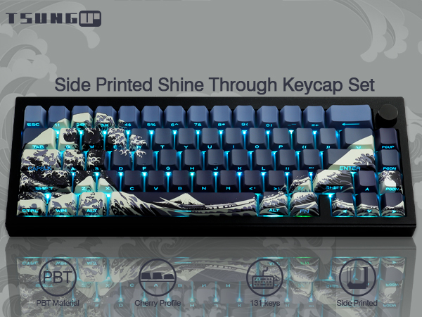 side printed shine through keycaps set