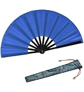 HONSHEN Small Folding Hand Fan Blue, Kung Fu Tai Chi Plastic- Nylon Hand Held Dance Folding Fans ...