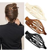 ATODEN Flat Hair Claw Clips - Women's 3pc French Concord Large Neutral Jaw Clips for Thin/Thick H...