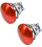 Taiss 2PCS Mushroom Head Momentary Push Button Switch SPST Metal 16mm IP65 Waterproof Push Button...