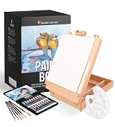 28pc Acrylic Paint Set with Wood Case - 18 Tubes of Acrylic Paints, 6 Paint Brushes, Canvas 24x30...