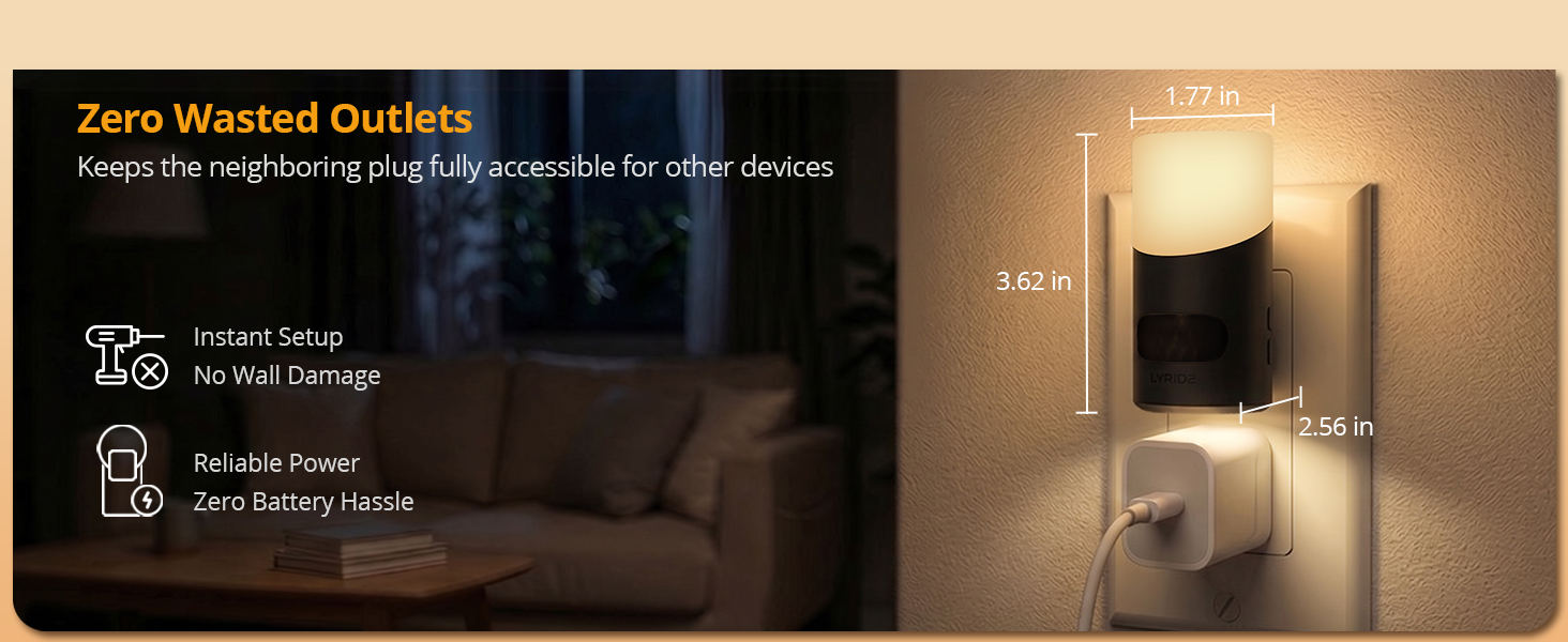 Zero Wasted Outlets Keeps the neighboring plug fully accessible for other devices