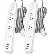 2 Pack Power Strip Surge Protector - 5 Widely Spaced Outlets 3 USB Charging Ports, 1875W/15A with...