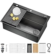 CAMMOO 33X22 Drop In Kitchen Sink with Pop-Up Drain, 304 Stainless Steel Workstation, Upgraded Fa...