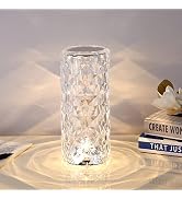 Transparent Crystal Lamp, Touch Control Decorative Table Light, 3-Ways Dimmable Crystal Table Lam...