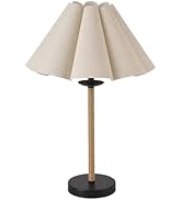 Fengarolam Boho Table Lamp,22.5" Farmhouse Minimalist Accent Lamp with Oatmeal Petal Shade & Hand...