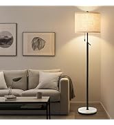 GyroVu Marble Floor Lamp, Adjustable Height Standing Lamp with Marble Base Tall Lamp with Pull Ch...