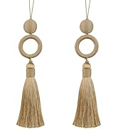 HedongHexi 2 Pack Tassel 12 Inch Key Tassel with 4 Inch Cord Loop, Handmade Tassel with Wooden Ri...