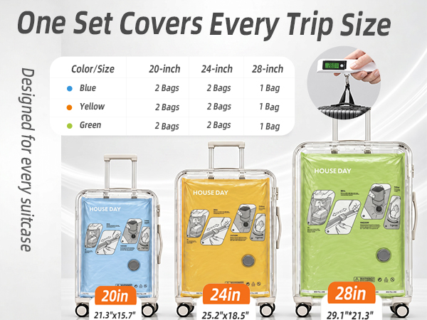 Made for Every Suitcase Size Designed to match your suitcase from short trips to long vacations.