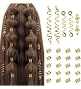 TEBIEKOY 26pcs Gold Hair Accessories for Women Loc Hair Jewelry for Braids Metal Dreadlock Beads ...
