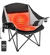 Suteck Heated Camping Chair with 20000mAh Battery, Oversized Heated Chairs W/3 Heat Levels & 2 He...