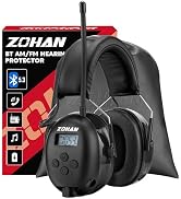 ZOHAN 033 Bluetooth AM/FM Radio Headphones with 2000mAh Rechargeable Battery,25dB NRR Noise Reduc...