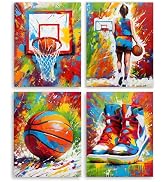 Frimeeme Basketball Wall Art,Basketball Posters For Girl Bedroom,Graffiti Wall Art for Girls Bedr...