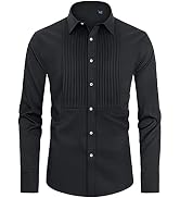 J.Ver Men's Tuxedo Shirt Formal Dress Shirt Pleated Long Sleeve Button Down Shirts for Prom Party...