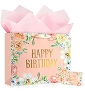 JMANNI Large Happy Birthday Gift Bag with Tissue Papers and Greeting Card,Portable Paper Gift Bag...