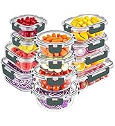 VERONES 24 Pieces Glass Food Storage Containers Set, Airtight Glass Lunch Containers, Glass Meal ...