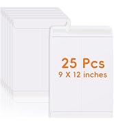 25 Pack Catalog Mailing Envelopes, 9 x 12 Inches Self-Seal White Manilla Envelopes for Mailing, O...