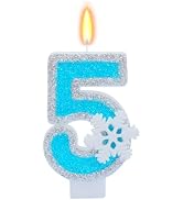 Blue Frozen Birthday Party Decorations, White Snowflake Number Candles 0-9, Kids Adults Birthday ...