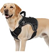 WINGOIN Black Tactical Dog Harness for Large Dogs, Heavy Duty No Pull Dog Harness with Handle, Ad...