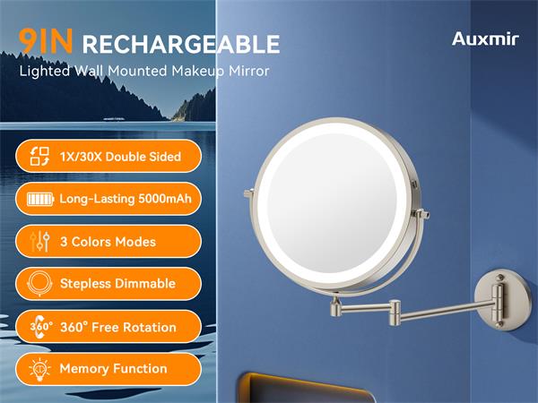 1X/30X wall mounted makeup mirror