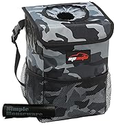 EPAuto Waterproof Car Trash Can with Lid and Storage Pockets (Camouflage Grey)