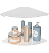 Sezanrpt 9.5x9.5 Inch Acrylic Corner Floating Shelf Set of 2, White Corner Wall Shelf for Home Dé...