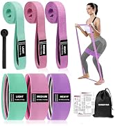 KANGFITER Long and Short Fabric Resistance Bands with Door Anchor, Non-Slip Stretch Booty Bands f...