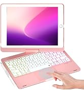 NOKBABO iPad 9th Generation Case with Keyboard, 360° Rotatable Touchpad and 7 Color Backlight & P...