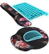 KTRIO Keyboard Wrist Rest & Mouse Pad with Wrist Rest, Peony Flower | Memory Foam Wrist Support, ...